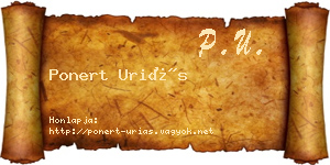 Ponert Uriás névjegykártya